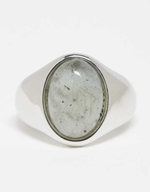 Faded Future natural gray stone ring in silver | ASOS