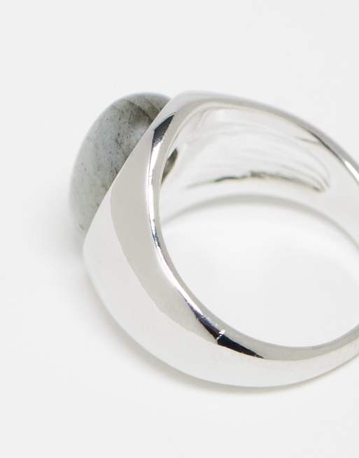 Faded Future natural gray stone ring in silver | ASOS