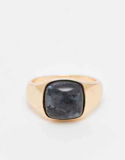 Faded Future natural stone signet ring in silver - view 2