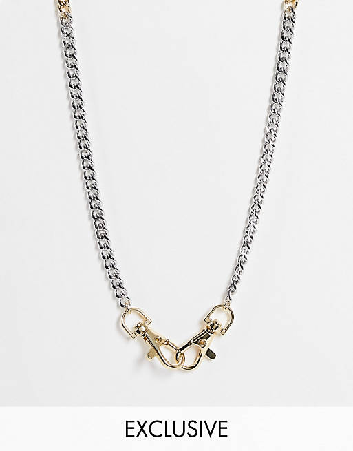 Faded Future neck chain with links in mixed metalwork