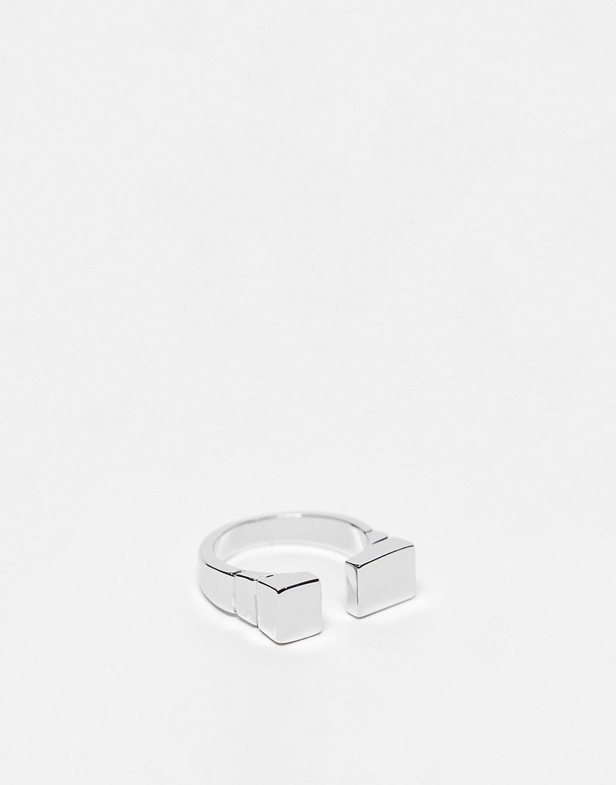 Faded Future open rectangular ring in silver