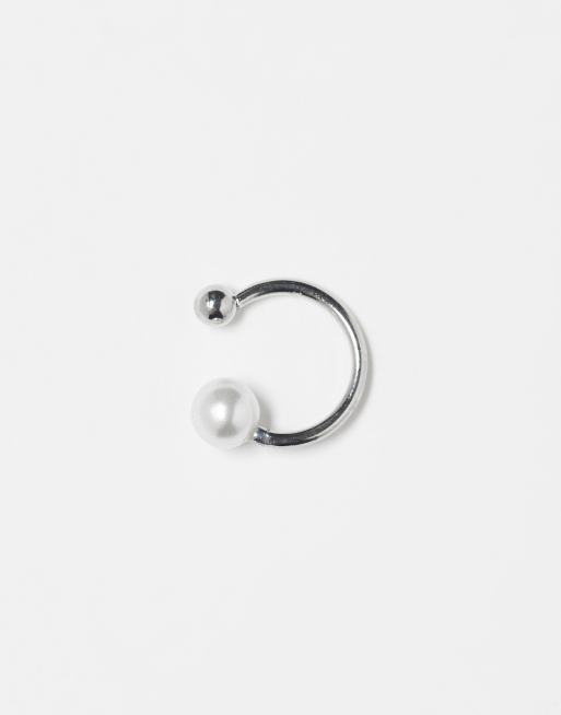 Faded Future - Orecchino ear cuff color argento con perla