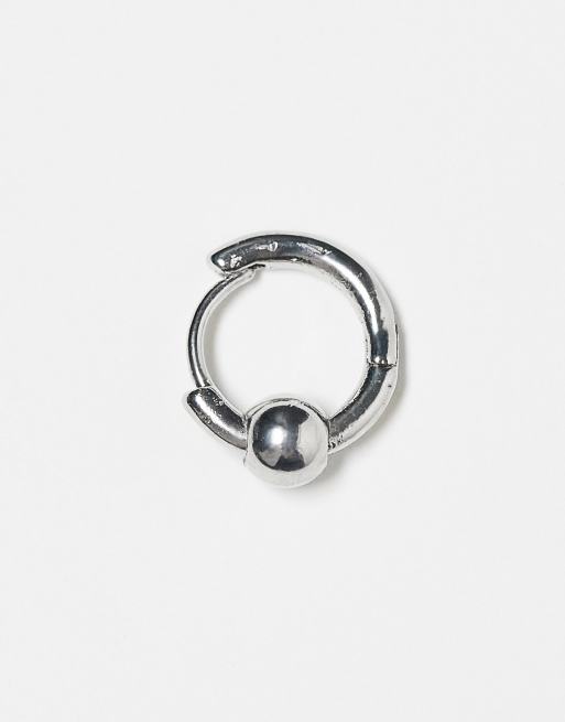 Faded Future - Orecchino singolo ad anello piccolo color argento con pallina