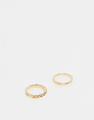 Faded Future pack of 2 band rings in gold