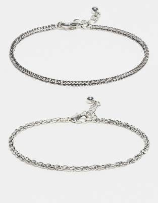 Faded Future Pack Of 2 Chain Bracelets In Silver