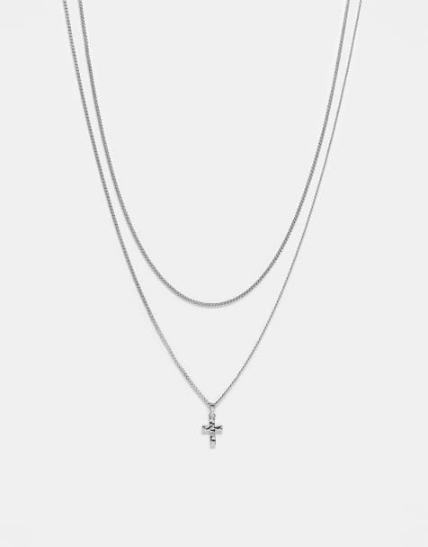 Faded Future pack of 2 chain necklaces with cross pendants in silver - view 1