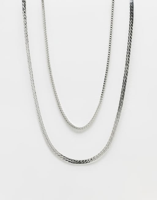 Silver flat snake sale chain necklace