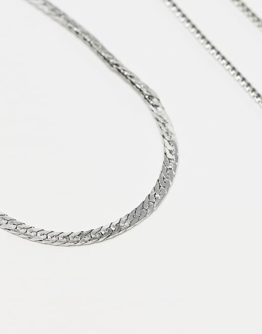 Rope & Box Chain Necklace in Silver