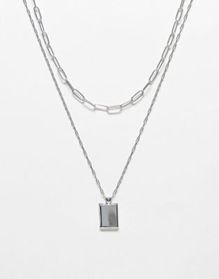 Faded Future pack of 2  necklaces with dog tag pendant in silver - ASOS Price Checker
