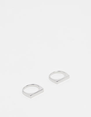 Faded Future pack of 2 rectangular rings in silver | ASOS