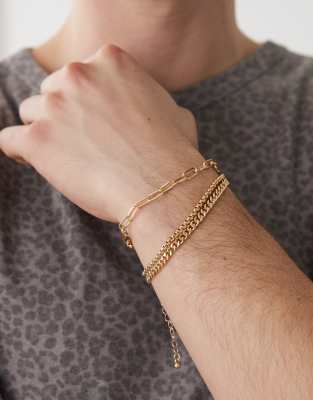 pack of 3 chain bracelet in gold