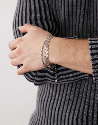 FADED FUTURE Faded Future pack of 3 chain bracelets in silver