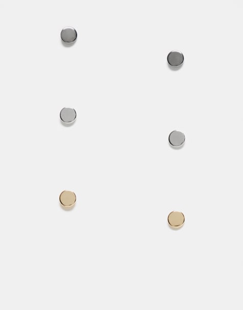 Faded Future pack of 3 plug studs in silver, gold and black - view 1
