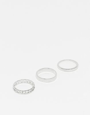 pack of 3 rings in silver