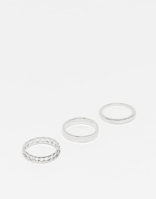 Faded Future pack of 3 rings in silver