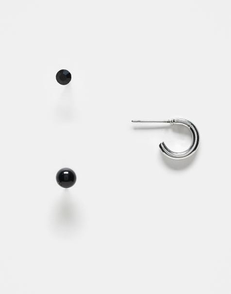 Faded Future pack of 3 single earrings in silver - view 1