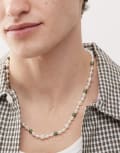 [FADED FUTURE] Faded Future pearl and green bead necklace in white-Multi No Size MULTI