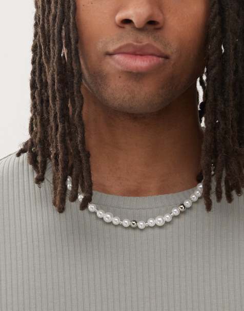 Faded Future pearl and metal beaded necklace - view 1