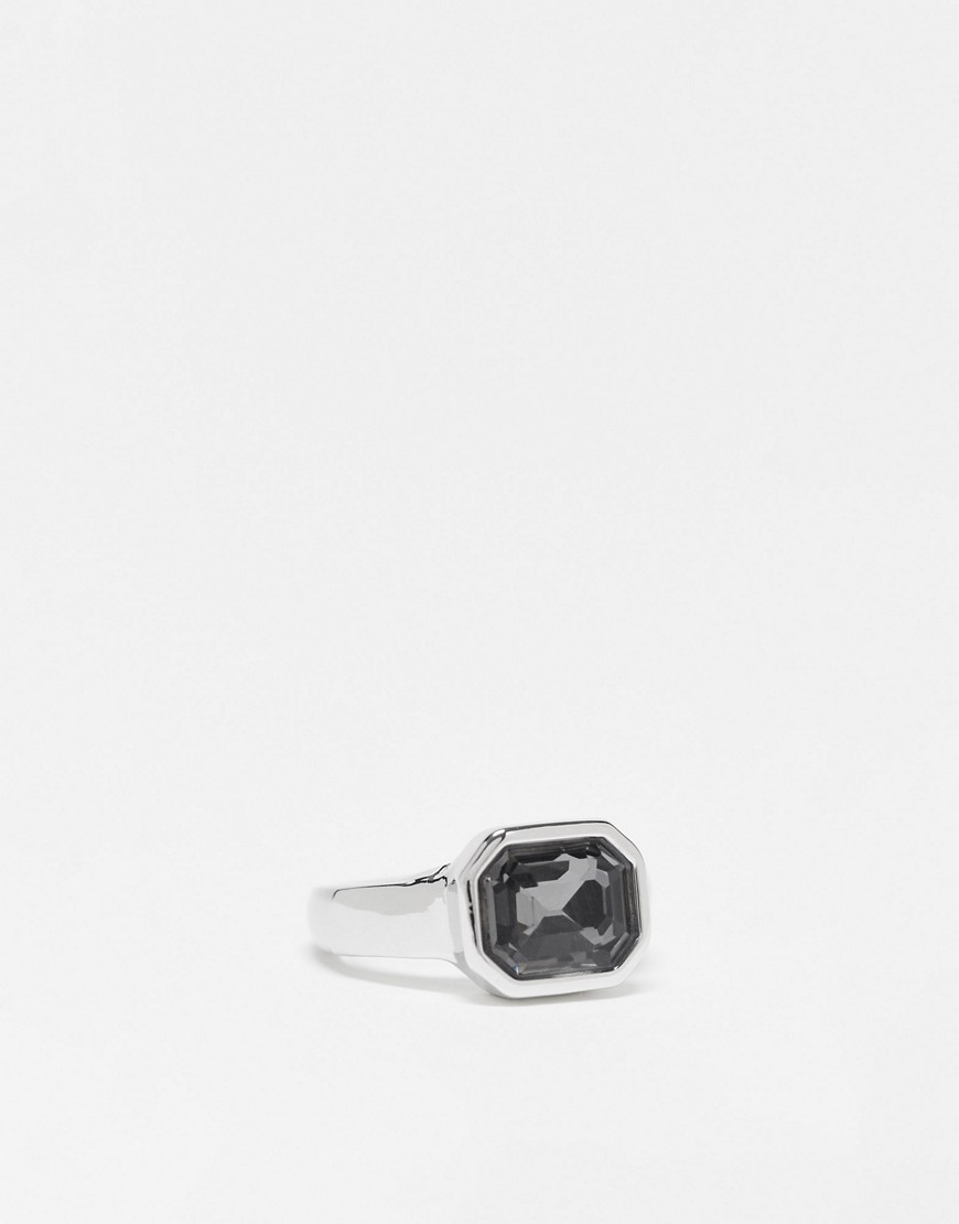 Faded Future ring with statement gray crystal in silver
