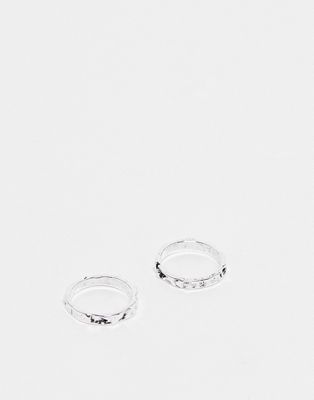 Faded Future rough cut band ring pack in silver