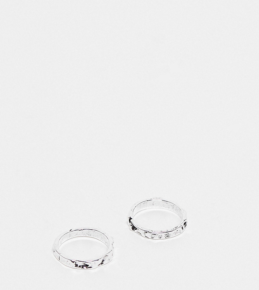 rough cut band ring pack in silver