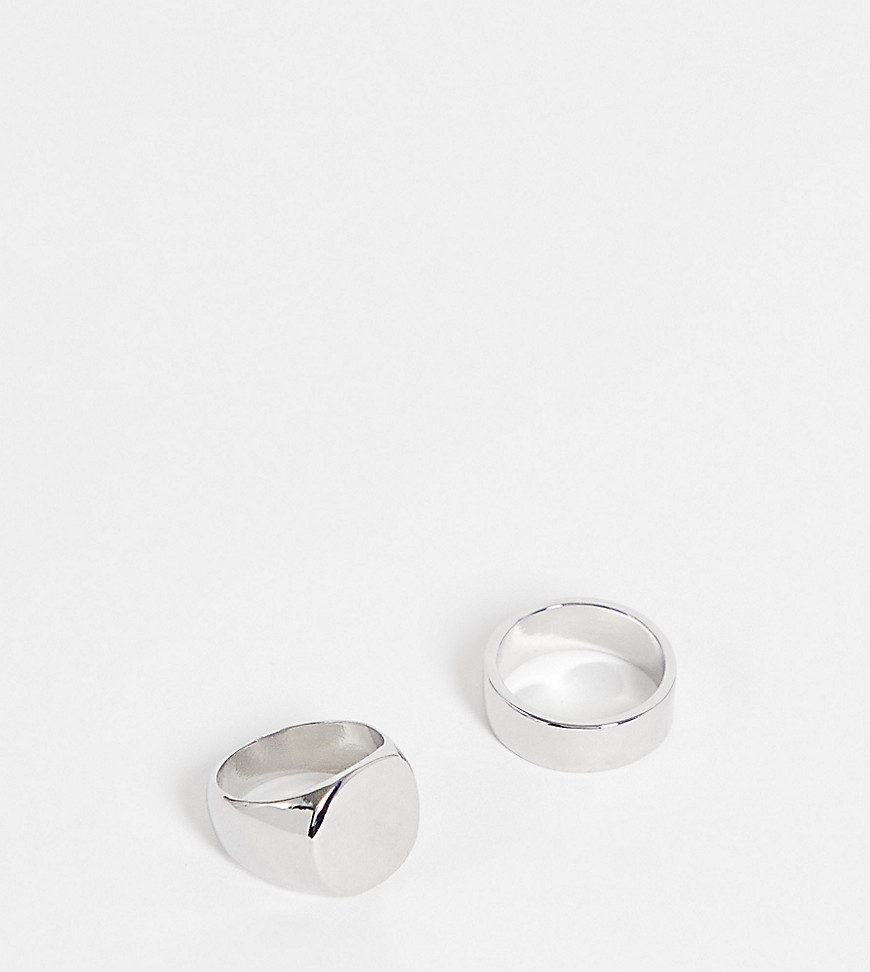 Faded Future signet and band 2 pack ring in silver