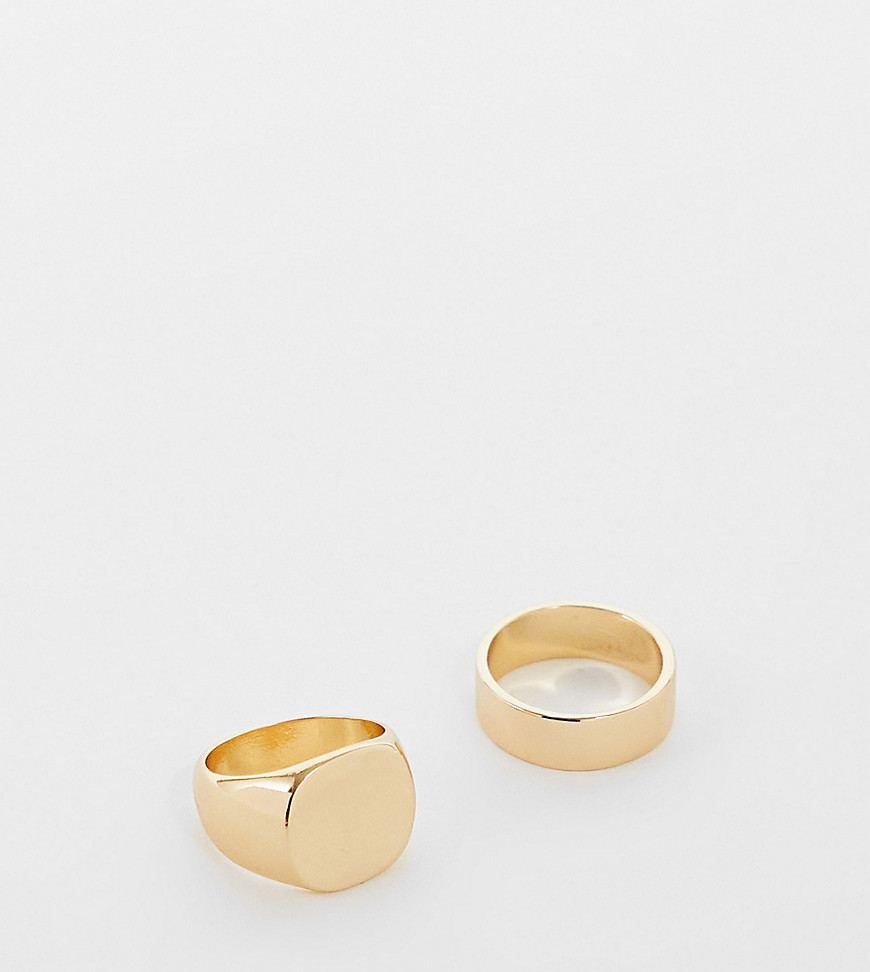 Faded Future signet and band 2 pack rings in gold
