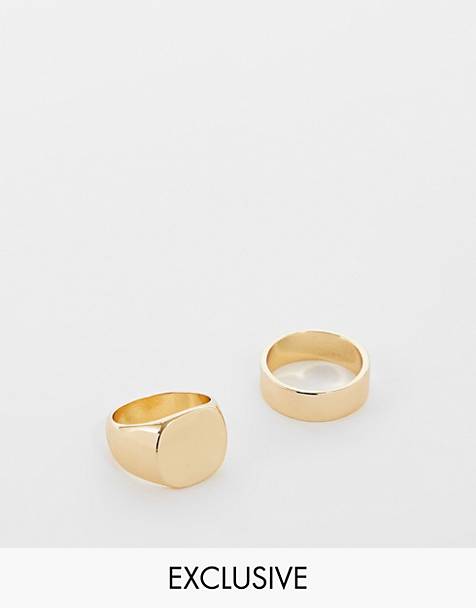 ASOS Herren Accessoires Schmuck Ringe Oval signet ring with cloud design and diamante in tone 