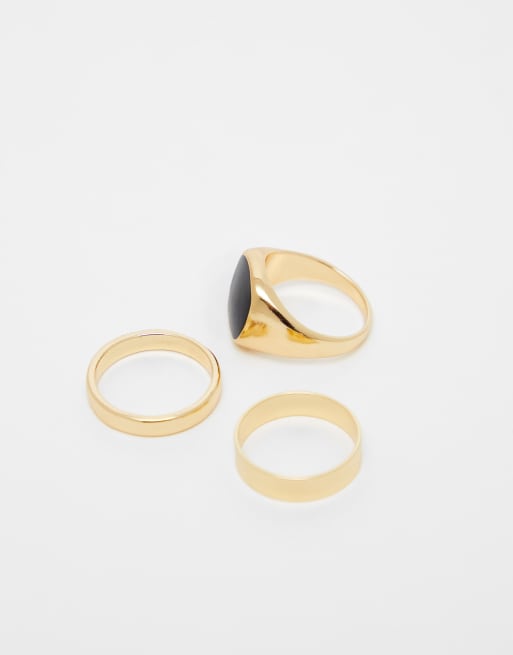 Faded Future signet and band rings 3 pack in gold | ASOS