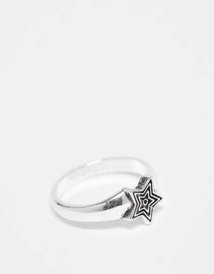 Silberfarbener Ring mit Sterndetail Silber S-M