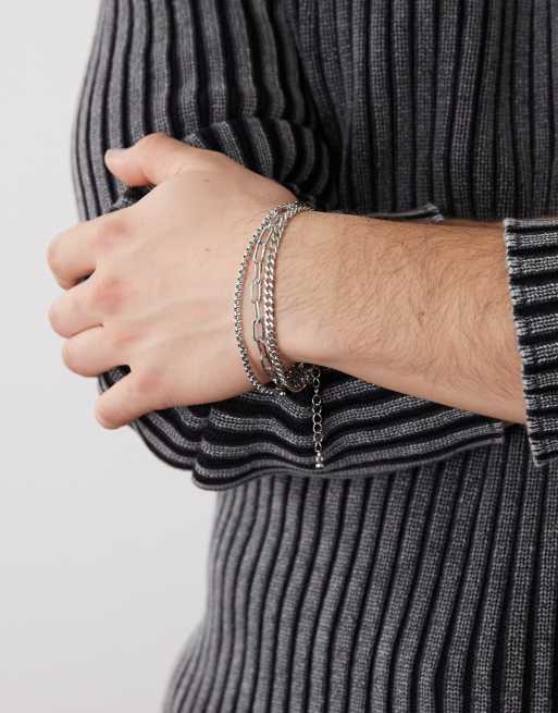 Faded Future – Silverfärgade kedjearmband, 3-pack