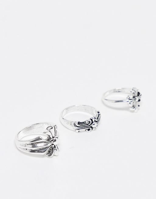 Faded Future – Silverfärgade ringar i grungestil, 3-pack