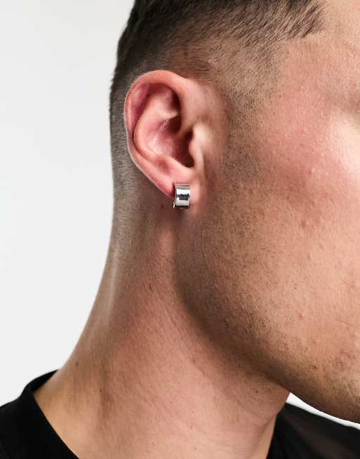 Faded Future sleek stud hoops in silver