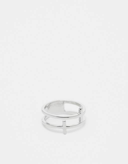 Faded Future - Sølvfarvet ring med dobbelt korsdesign
