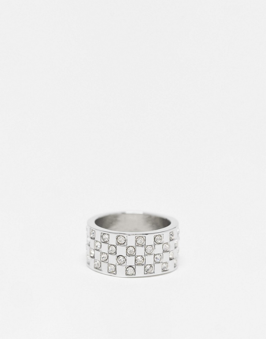 Faded Future statement crystal band ring in silver