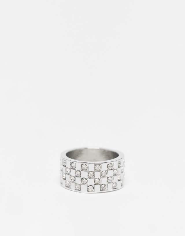 Faded Future statement crystal band ring in silver