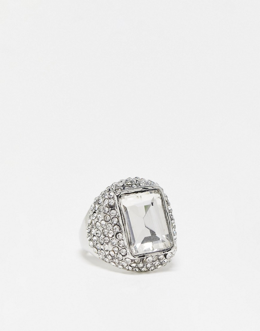 Faded Future statement crystal ring in silver