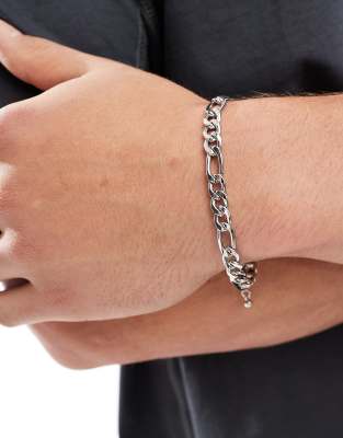 FADED FUTURE Faded Future statement figaro chain bracelet in silver