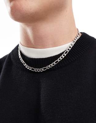 statement figaro chain necklace in silver