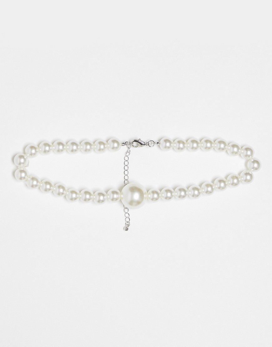Faded Future statement pearl choker necklace in silver