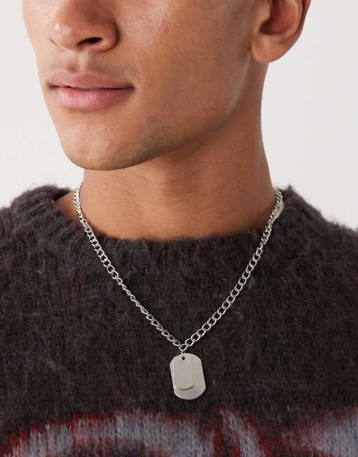 Faded Future tag pendant chain necklace in silver tone