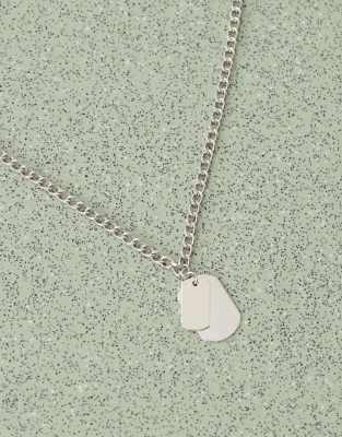 Faded Future Tag Pendant Chain Necklace In Silver