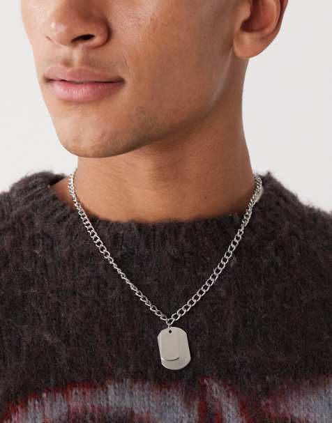 Faded Future tag pendant chain necklace in silver - view 1