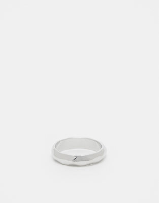 textured band ring in silver