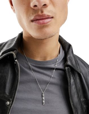 Faded Future textured bar pendant necklace with fine chain in silver - ASOS Price Checker