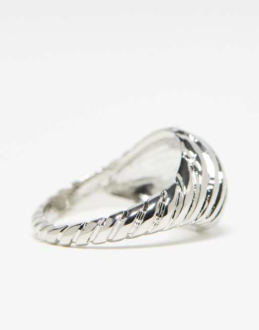 Faded Future textured dome ring in silver, 4 of 4