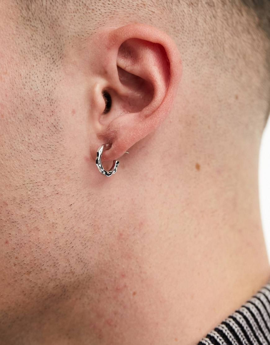 Faded Future textured hoop earrings in silver