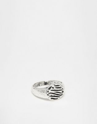 Faded Future textured signet ring in silver