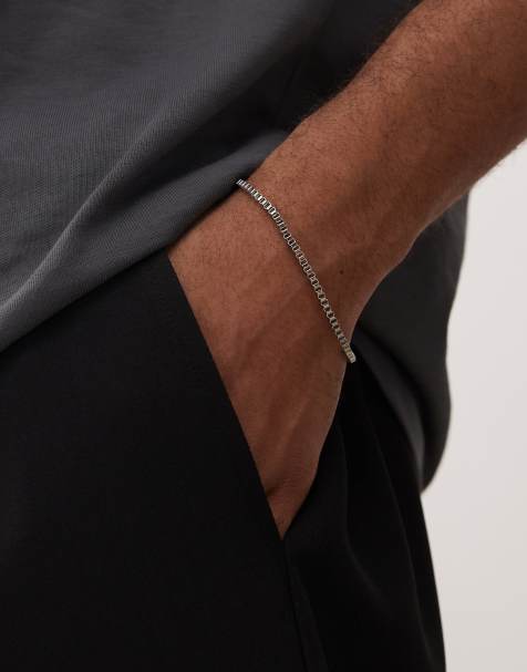 Faded Future thin box chain bracelet in silver - view 1