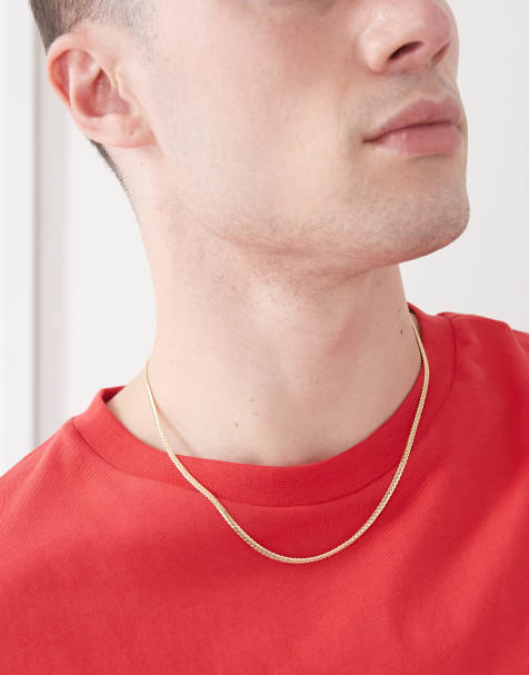 Faded Future thin herringbone chain necklace in gold - view 1